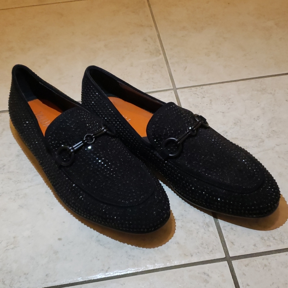 Tallia men's dress shoes-black rhinestones.